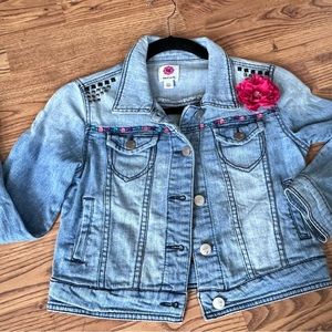 Total Girl Blue Jean Jacket. 10/12 girls Embellished with gems and flower